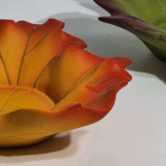 Autumn Leaf-Shaped Ceramic Candle Holders By PartyLite - Set Of 3 - Picture 8 of 11